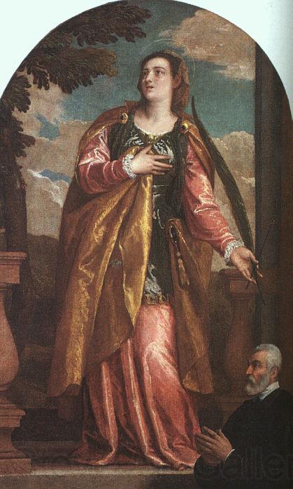 Paolo  Veronese St Lucy and a Donor Norge oil painting art